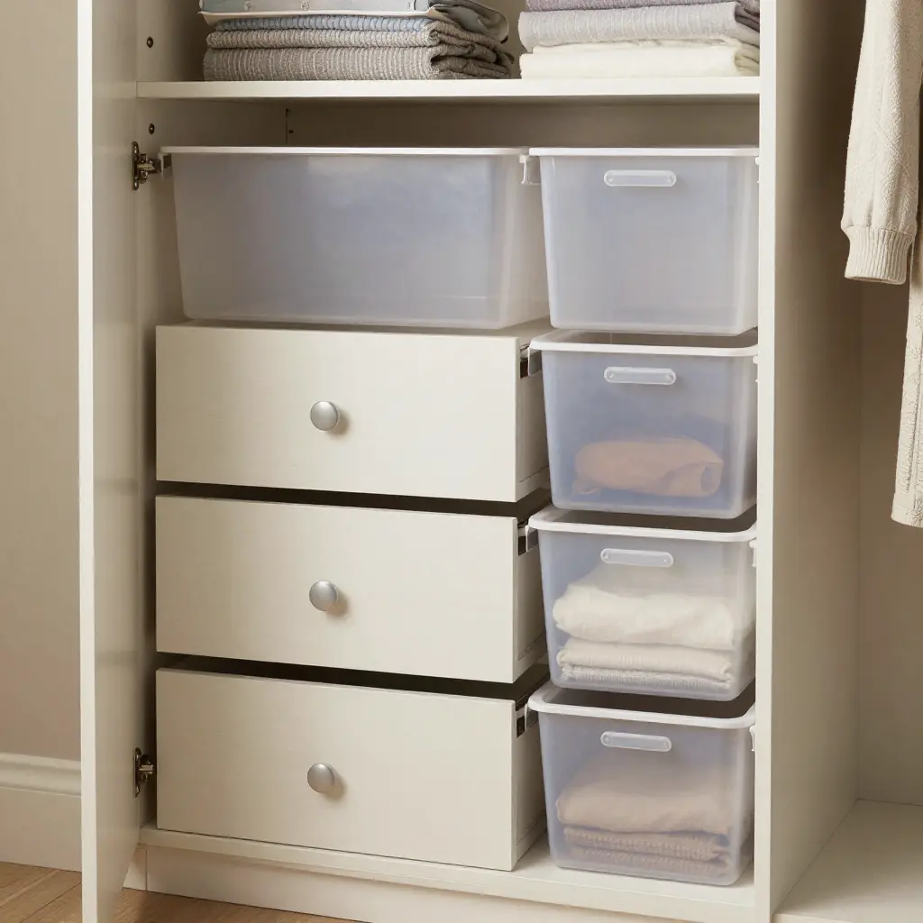 Organized living space with modern storage solutions